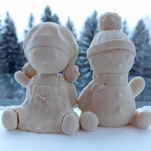 snowchildren & garden christmas decoration figurine sculpture snowman winter snow 3d print model - Mito3D