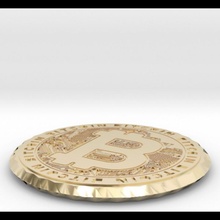 bitcoin coin & coaster toys & games coaster coin gold money currency bitcoin cryptocurrency crypto btc 3d print model - Mito3D
