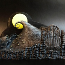 incubo Natale diorama giardino Halloween zucca collina lapide 3d print model - Mito3D