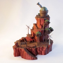cosmo canyon fan arte decorazione miniatura scena fantasia finale art montagna ffvii ff7 3d print model - Mito3D
