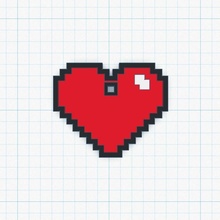pixel corazón colgante pendiente joyería encanto juego llavero vídeo jugador red3dprints 3d print model - Mito3D