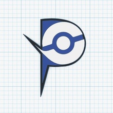 Pokémon professeur épingle ventilateur art badge bleu demande 3d print model - Mito3D