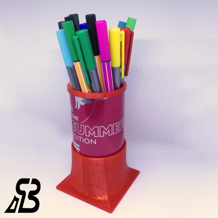 table pencil pen holder esso red bull slimcan & garden upcycle reuse fuelinginnovation secondlife tablepencilpenholder tablepenholder tablepencilholder 3D print model - Mito3D