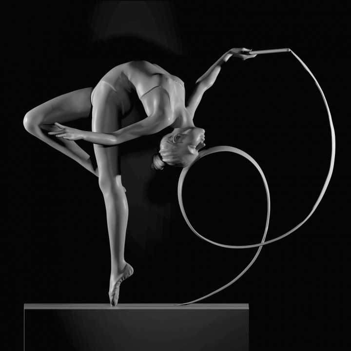 kurdele taramak kız heykel sanatçı çağdaş çelik Olimpiyatlar ritmik jimnastik jimnastikçi Eleanor Cardozo 3D print model - Mito3D