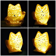 gato suerte lámparas talladas jardín cat lámpara 3d print model - Mito3D