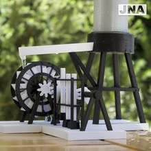 water wheel drink supply tank upcycling gears waterwheel 250mlcan stampmill 3d print model - Mito3D