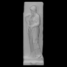 slab funerary monument scan woman relief fragment 3d print model - Mito3D