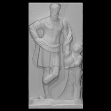 grave relief scan man warrior child boy 3d print model - Mito3D