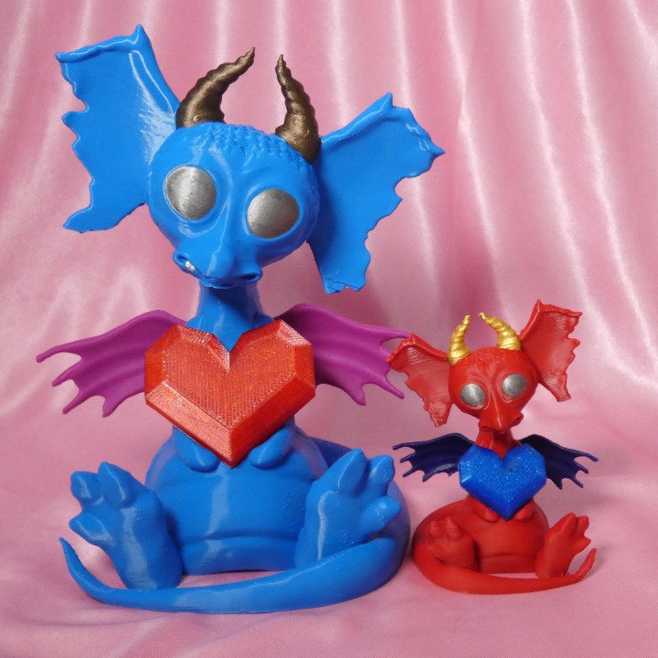 Stau Baby Drachen Spielzeuge Spiele Kreatur niedlich Dekoration Fantasie Figur Geschenk Herz Skulptur Valentinstag 3D print model - Mito3D