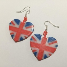 cuore gran bretagna orecchini gioielleria UK bandiere unionjack 3d print model - Mito3D