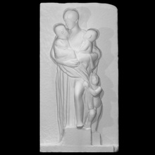 relief woman holding children scan 3d print model - Mito3D