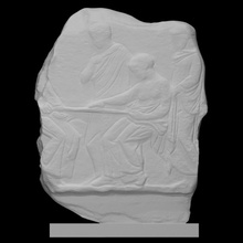 fragment stèle fille jouer spectateur analyse 3d print model - Mito3D