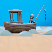 Löwe Angeln Boot visuell Benchy Spielzeuge Spiele booten Kinder Fisch schweben Schiff Spielzeug Wasser Bad schwimmen schwimmt Schlepper Boote Flotte Badewanne badewanne Badewannen 3d print model - Mito3D