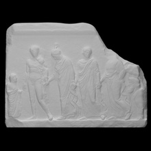 votive relief hermes nymphs scan greek mythology nymph myth 3d print model - Mito3D