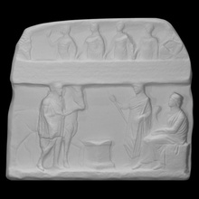votive relief attic washer men women nymphs scan greek mythology myth 3d print model - Mito3D