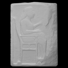 grave votive relief enthroned man scan 3d print model - Mito3D