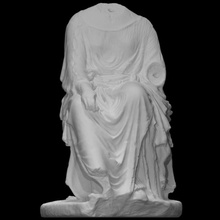 sitting woman temple pediment scan female 3d print model - Mito3D