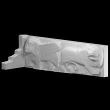 relief sphinx lion scan sculpture basalt steps cultural-heritage ain-dara portico 3d print model - Mito3D
