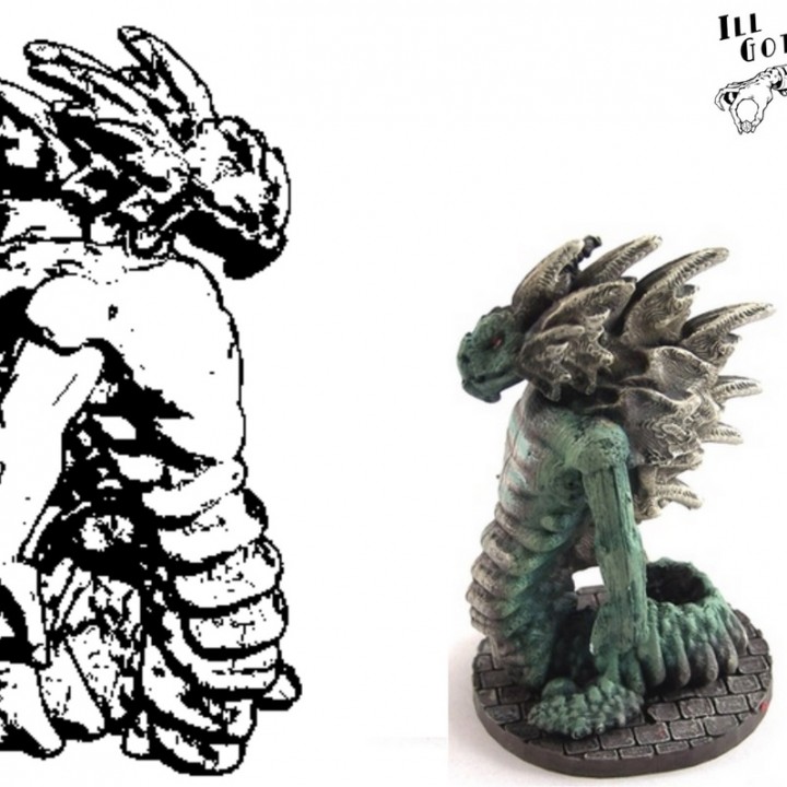 aspecto pai basilisco tampo mesa Dragão fantasia jogos lagarto monstro mitologia rpg miniatura serpente scifi 28mm sf vou Multiverse continuum WURM 3D print model - Mito3D