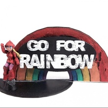 arcobaleno fan arte gioco logo robot video cartello scifi podcast Rainbowgirl 3d print model - Mito3D