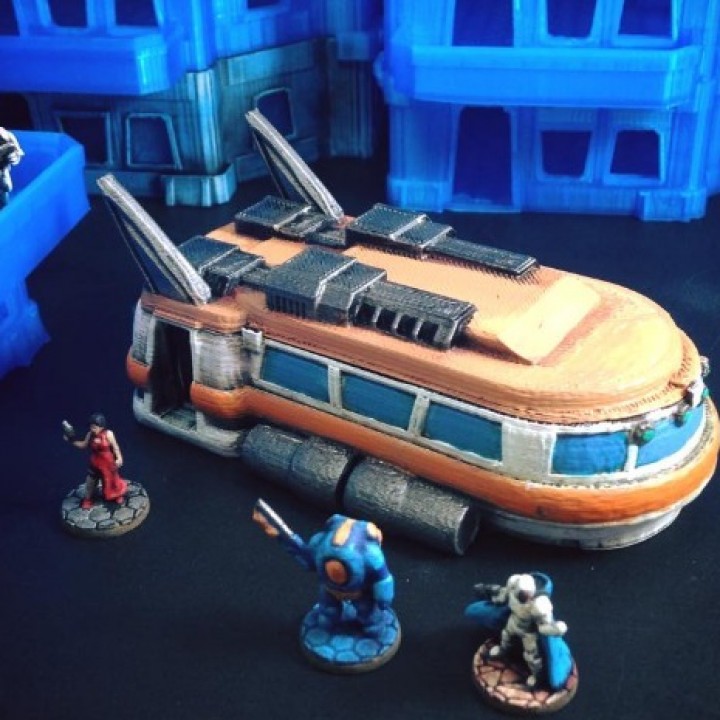 espaço ônibus 15mm escala tampo mesa fantasia futuro jogos miniaturas modelo rpg nave espacial brinquedo guerra miniatura transporte scifi viajante estelar jogo 3D print model - Mito3D