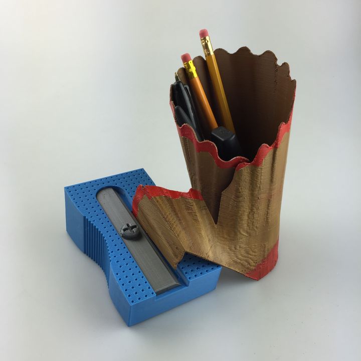 pencil sharpener desk tidy & garden pen pot 3D print model - Mito3D