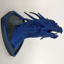 dragon tête mur monter trophée ventilateur art ornement meshmixer 123d cintre sculpter 3d print model - Mito3D