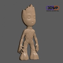 baby groot bas relief fan art marvel supportless lithophane support lithopane supports 3d print model - Mito3D