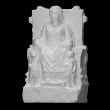 enthroned woman swaddled babies scan baby sculpture statue figures italy relief tuff 3d print model - Mito3D