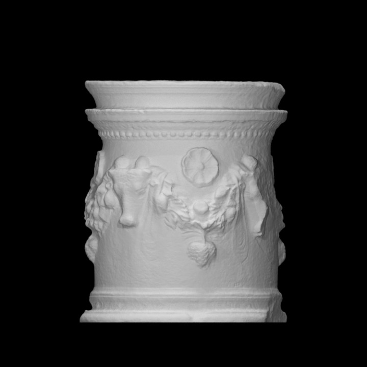 funeral altar scan greek sculpture bull marble garland 3D print model - Mito3D