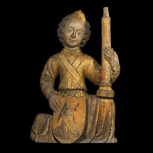 inginocchiato angelo scansione figura scultura legna Italia dipinto statuetta tardo medievale Gesso colpevole 3d print model - Mito3D