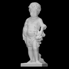 putto drum mask garland flowers scan sculpture statue child sandstone baroque russia 3d print model - Mito3D