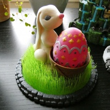 erboso Pasqua uovo custode giardino titolare supporto animale cestino tazza carina verde primavera coniglio multipart coniglietto erba lepre multicolore 3d print model - Mito3D