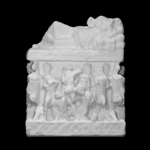cinerário urna tampa reclinado mulher inscrito Varredura figura escultura Itália grave travertino Pelops oinomaos 3d print model - Mito3D