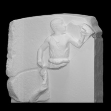 neo-attic relief fighting greek scan figure man sculpture marble fragment 3d print model - Mito3D