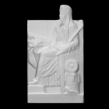 votive relief dedicated vesta scan figure goddess roman sculpture woman marble seated 3d print model - Mito3D