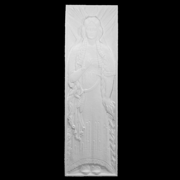 native american maiden scan woman basrelief artdeco nativeamerican siouxfalls firstnationalbank 3D print model - Mito3D