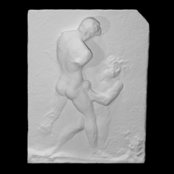 asesinato Abel escanear 3d imprimible figura hombres Roma escultura barroco alivio arcilla 3D print model - Mito3D
