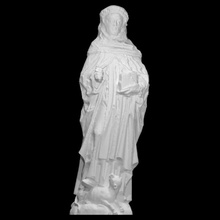 saint dominic scan book carving christian dog mythology sculpture statue wood religion church torch bible catholic abbey dprint dscan 3d print model - Mito3D