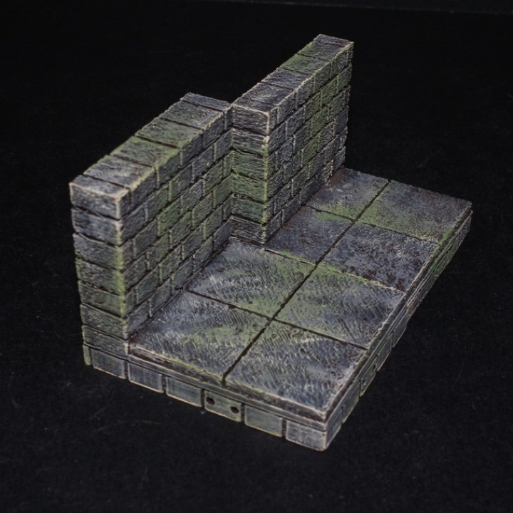 openforge 20 cut stone external wall tabletop miniatures rpg terrain dungeon dnd pathfinder tiles openforge2 3D print model - Mito3D