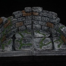 openforge curved ruined wall tile tabletop miniatures rpg terrain dungeon dnd pathfinder tiles 3d print model - Mito3D
