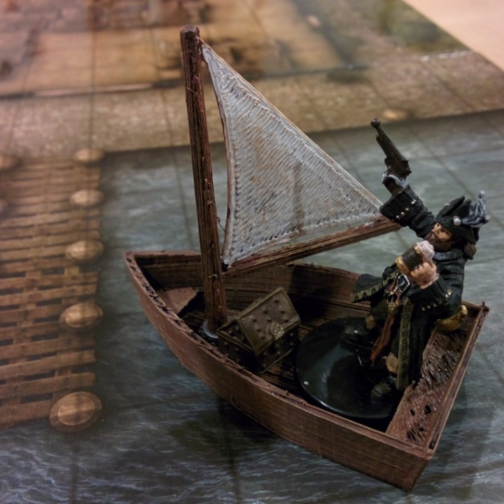 forja bote remos mesa barco miniaturas rpg terreno calabozo 28 mm dnd pionero losas frostgrave fantasma archipiélago 3D print model - Mito3D