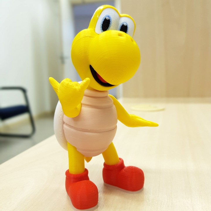 koopa troopa red hang loose pose mario games - multi-color fan art nintendo videogame character actionfigure peach koopatroopa 3D print model - Mito3D