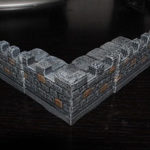openforge edge crenelated corner tabletop miniatures rpg terrain dungeon dnd pathfinder tiles 3d print model - Mito3D