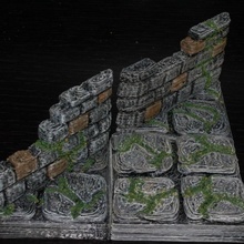 openforge ruined diagonal tile tabletop miniatures rpg terrain dungeon dnd pathfinder tiles 3d print model - Mito3D