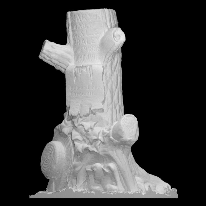 árbol tocón marcador niño escanear historia caliza Monumento Siglo 19 Dakota Sur cementerio lápida sepulcral mortuoria tumba Sioux Falls 3D print model - Mito3D