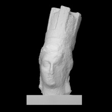 colossal femelle tête tourelle couronne analyse ancien visage portrait femme mural 3d print model - Mito3D