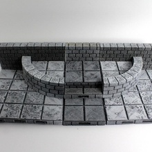 openforge cut-stone openlock curved height walls tabletop miniatures rpg stone terrain tile dungeon dnd pathfinder tiles 3d print model - Mito3D