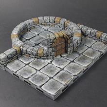 openlock dungeon stone curved interfaces tabletop miniatures rpg terrain tile openforge dnd pathfinder tiles 3d print model - Mito3D