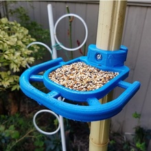 pole mounted bird feeder & garden bamboo food house seed birds outdoor seeds birdies 3d print model - Mito3D